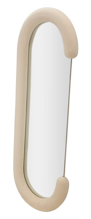 Specchio Da Muro Chantal Velluto Crema cm 60x7x160 (Misura Specchio cm 45x140) (1)