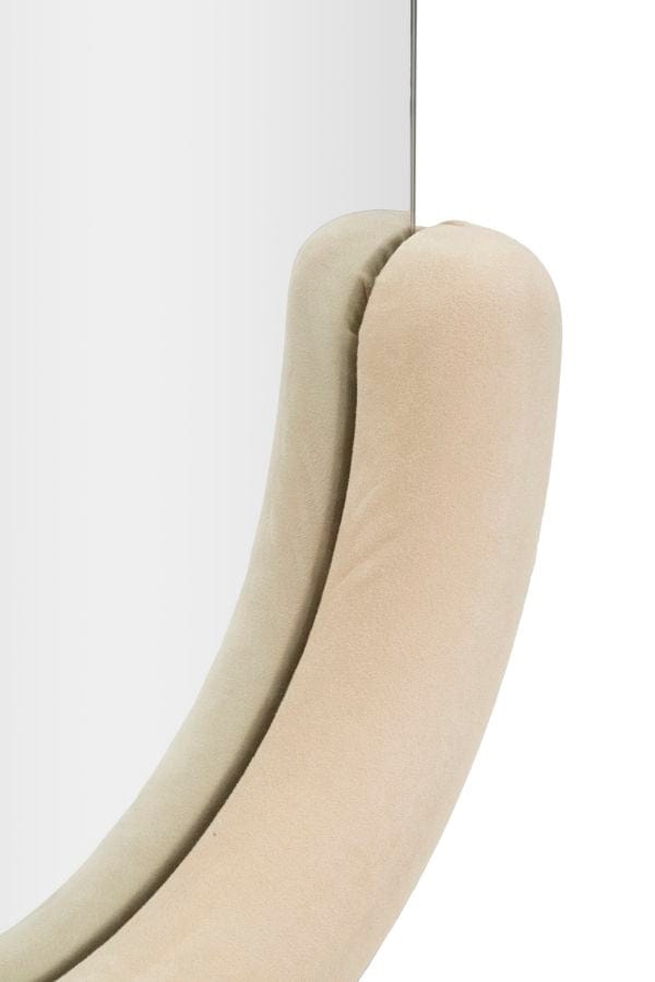 Specchio Da Muro Chantal Velluto Crema cm 60x7x160 (Misura Specchio cm 45x140) (2)