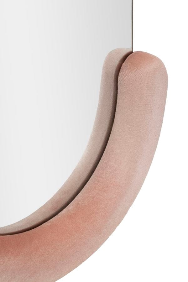 Specchio Da Muro Chantal Velluto Rosa cm 60x7x160 (Misura Specchio cm 45x140) (2)