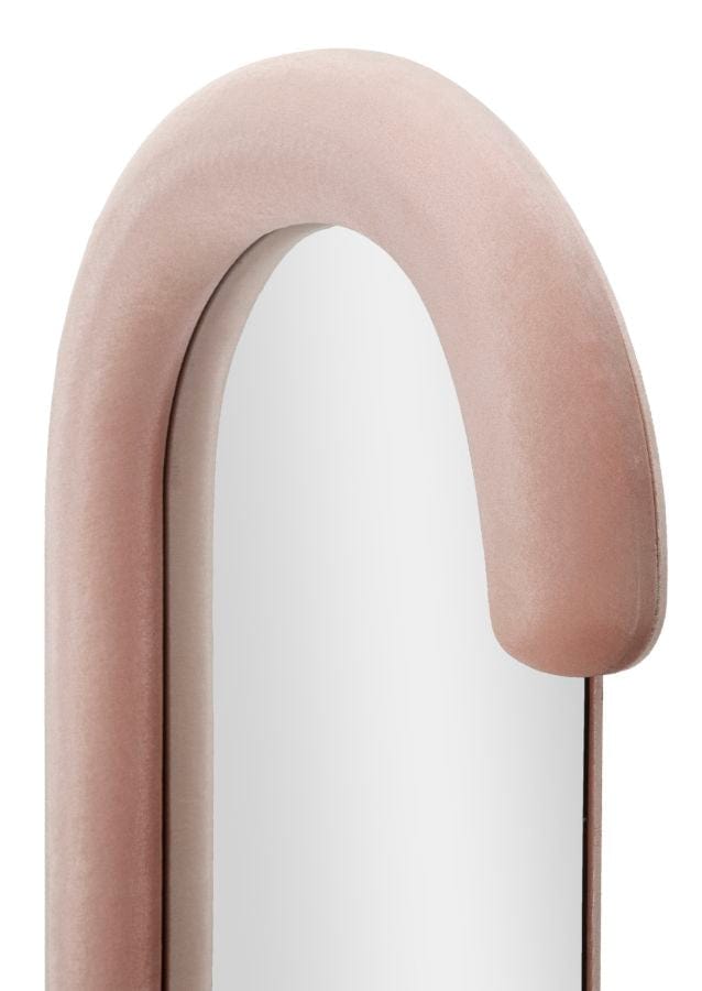 Specchio Da Muro Chantal Velluto Rosa cm 60x7x160 (Misura Specchio cm 45x140) (3)