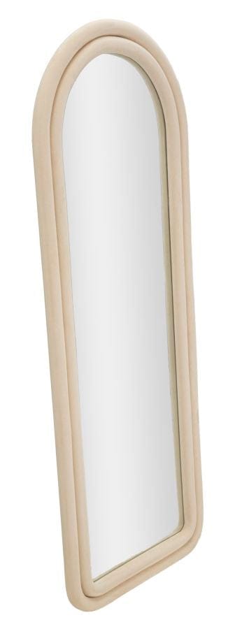 Specchio Da Muro Cloe Velluto Crema cm 60x4x160 (Misura Specchio cm 45x145) (1)