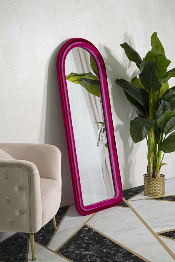 Specchio Da Muro Cloe Velluto Fucsia cm 60x4x160 (Misura Specchio cm 45x145) (4)