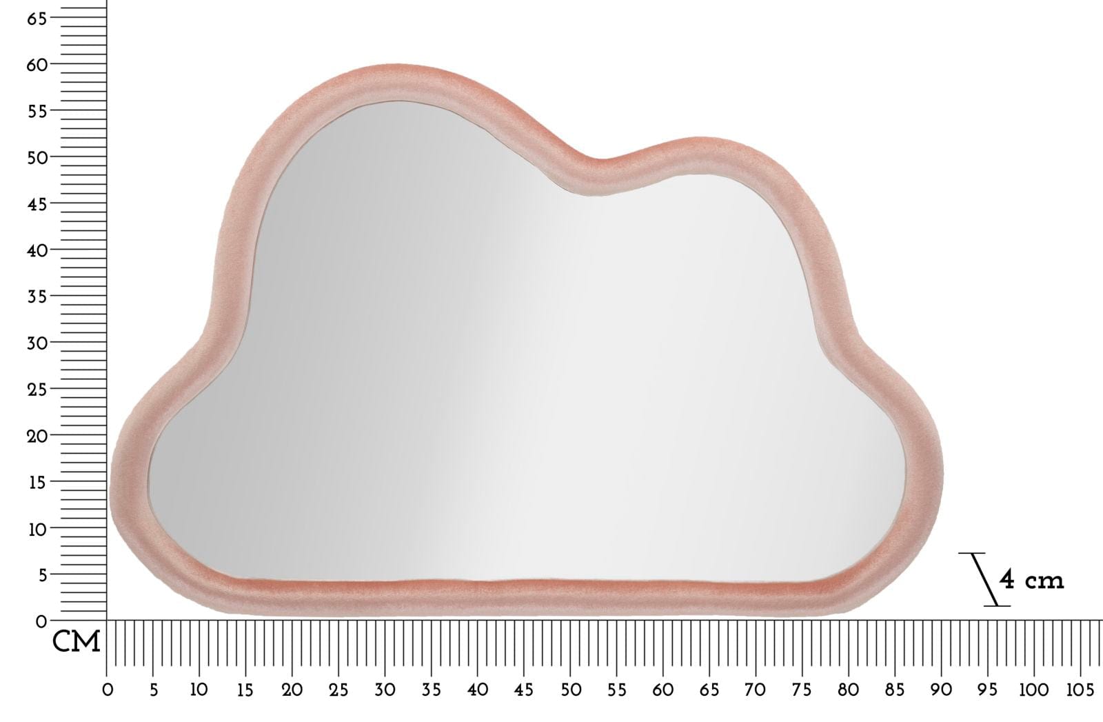 Specchio Da Muro Cloud Velluto Rosa cm 90x4x60 (Misura Specchio cm 82x52) (5)