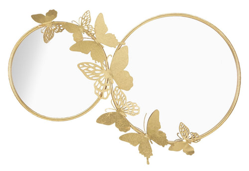Specchio Da Muro Double Farfalle Gold cm 81x3x52,5
