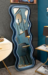 Specchio Da Muro Emily Velluto Blu cm 60x6x160 (Misura Specchio cm 42x144) (4)
