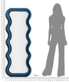 Specchio Da Muro Emily Velluto Blu cm 60x6x160 (Misura Specchio cm 42x144) (5)