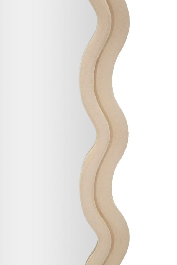 Specchio Da Muro Emily Velluto Crema cm 60x6x160 (Misura Specchio cm 42x144) (2)
