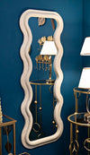 Specchio Da Muro Emily Velluto Crema cm 60x6x160 (Misura Specchio cm 42x144) (4)