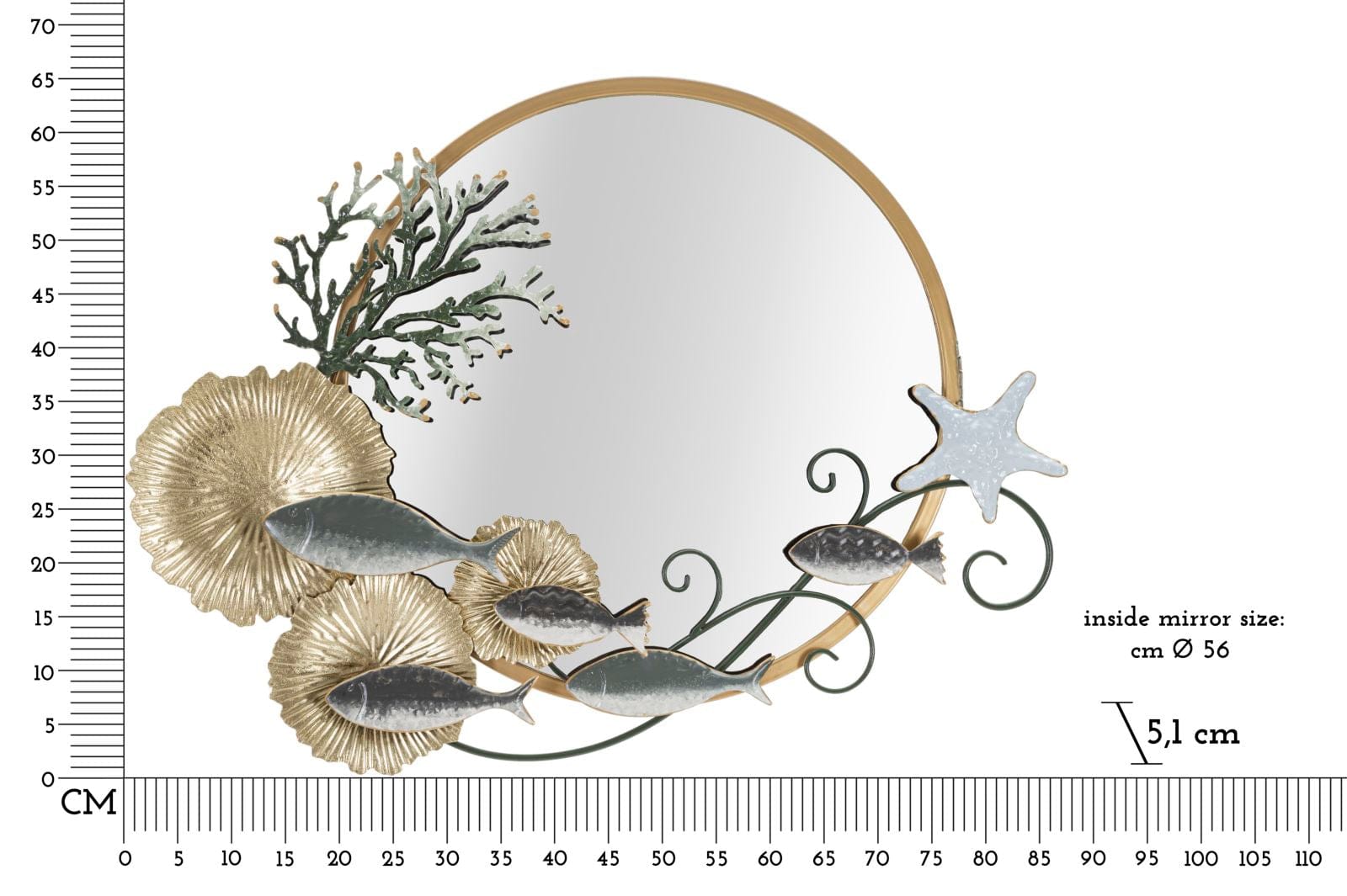 Specchio Da Muro Fish cm 88,9x7,6x65,4 (5)