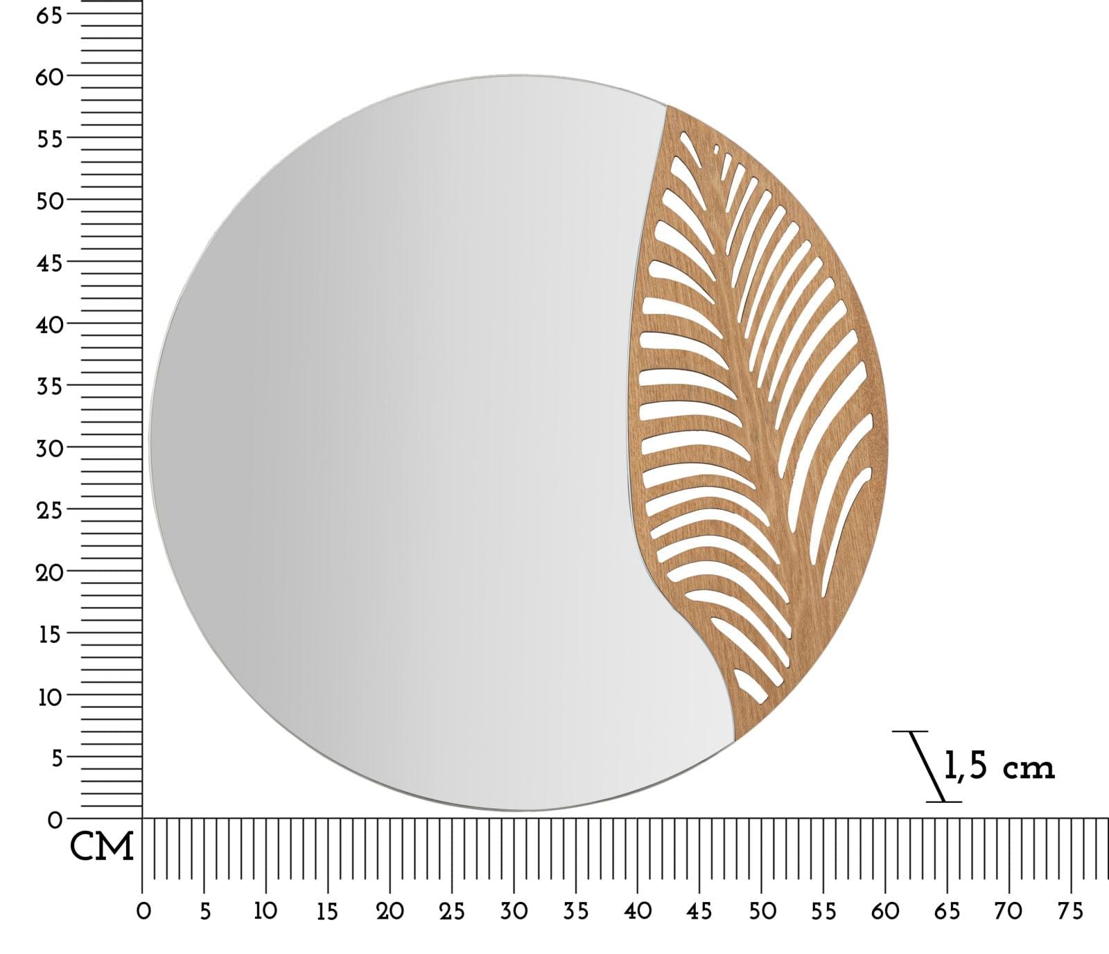 Specchio Da Muro Leaffy cm Ø 60x1,5 (Misura Specchio cm 39x60) (5)