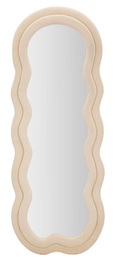 Specchio Da Muro Miki Velluto Crema cm 60x4x160 (Misura Specchio cm 39x135)