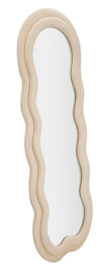Specchio Da Muro Miki Velluto Crema cm 60x4x160 (Misura Specchio cm 39x135) (1)