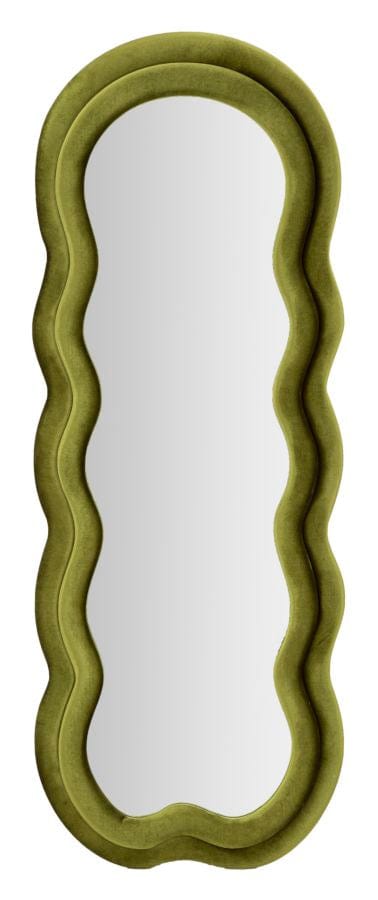 Specchio Da Muro Miki Velluto Verde cm 60x4x160 (Misura Specchio cm 39x135)
