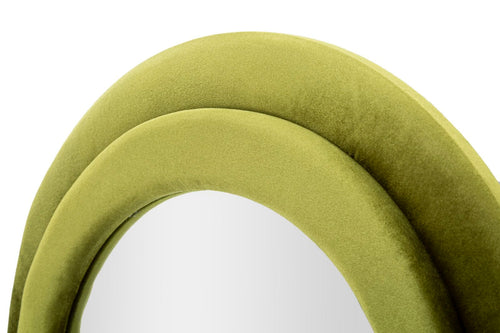 Specchio Da Muro Miki Velluto Verde cm 60x4x160 (Misura Specchio cm 39x135) (1)