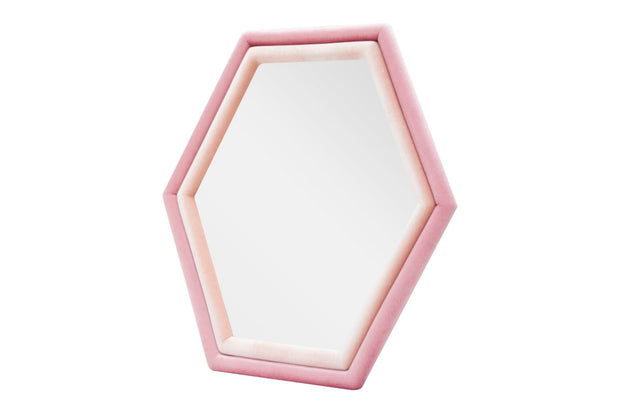 Specchio Da Muro Tony Velluto Rosa/Mix cm 75x4x80 (Misura Specchio cm 58x65) (1)
