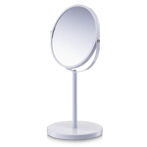 Zeller Specchio da tavolo per cosmetici, metallo bianco, Ø 15xH35 cm