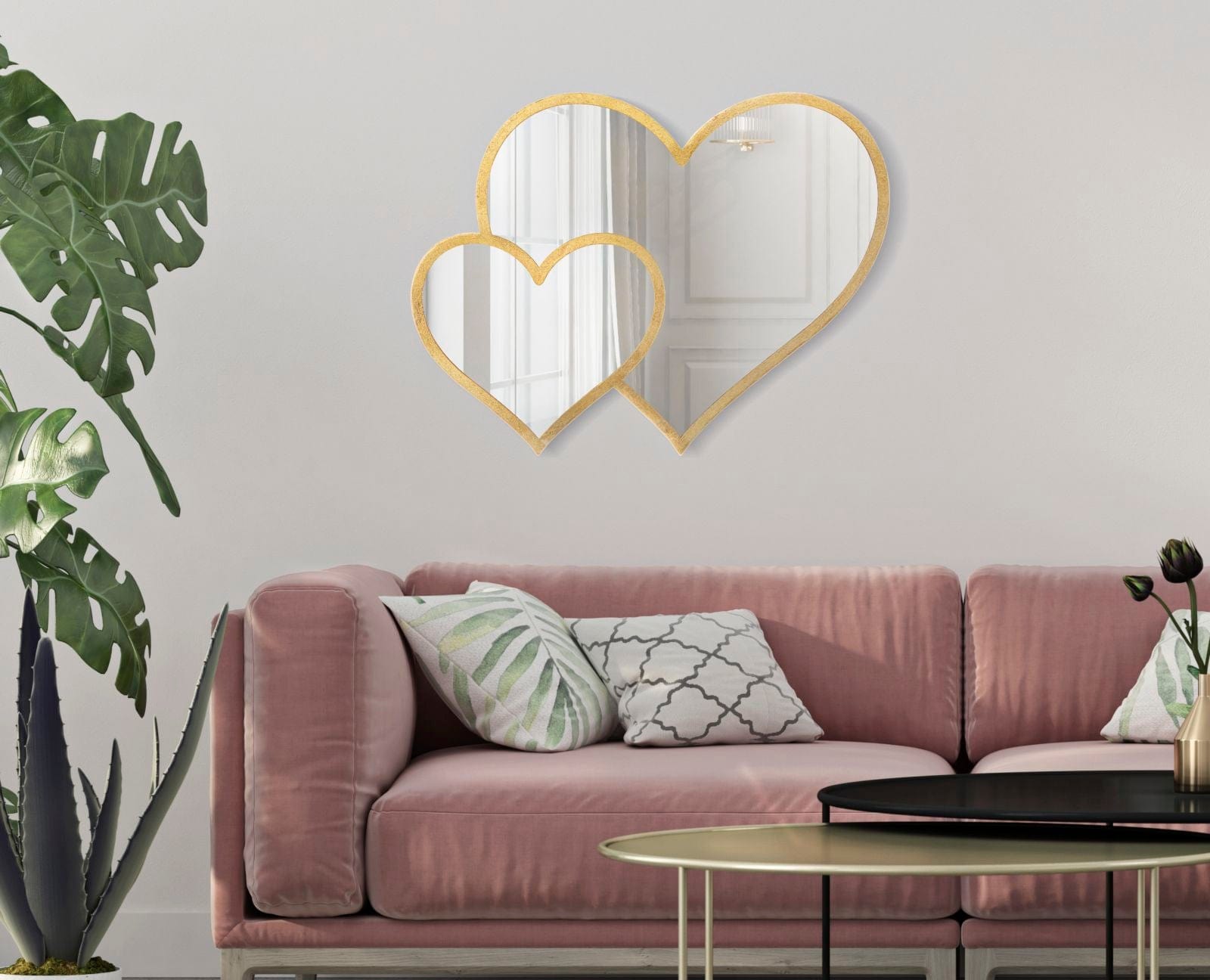 Specchio Glam Double Heart cm 65x2x50 (Misura Interna cm 60x45) (4)