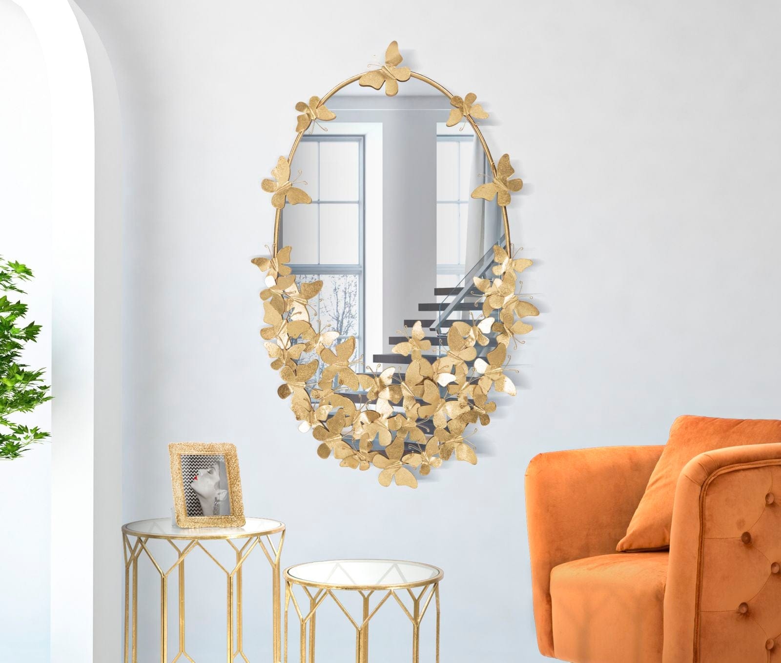 Specchio Glam Oval Butterfly cm 59x3x89,5 (Misura Specchio cm 46x78) (4)