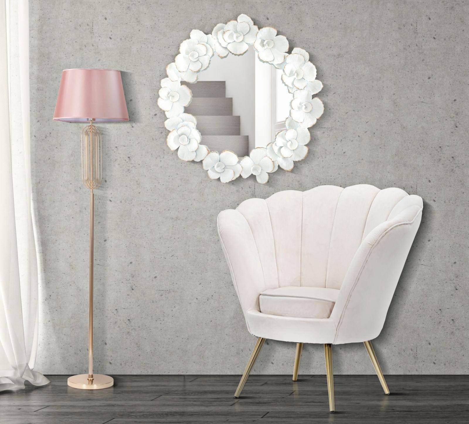 Specchio White Flower cm 82x2,6x85,5 (Misura Interna cm Ø 62) (4)