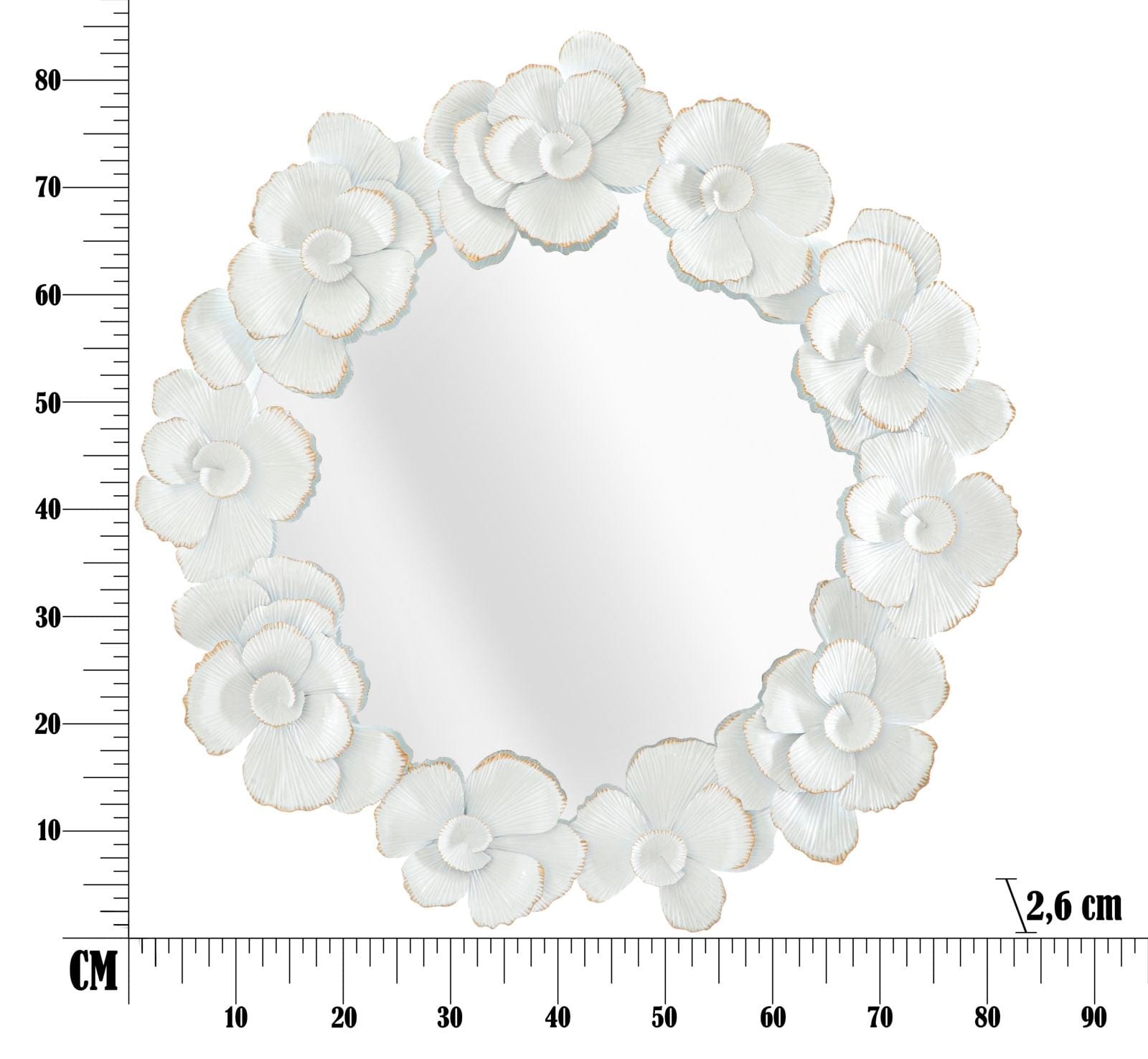 Specchio White Flower cm 82x2,6x85,5 (Misura Interna cm Ø 62) (5)
