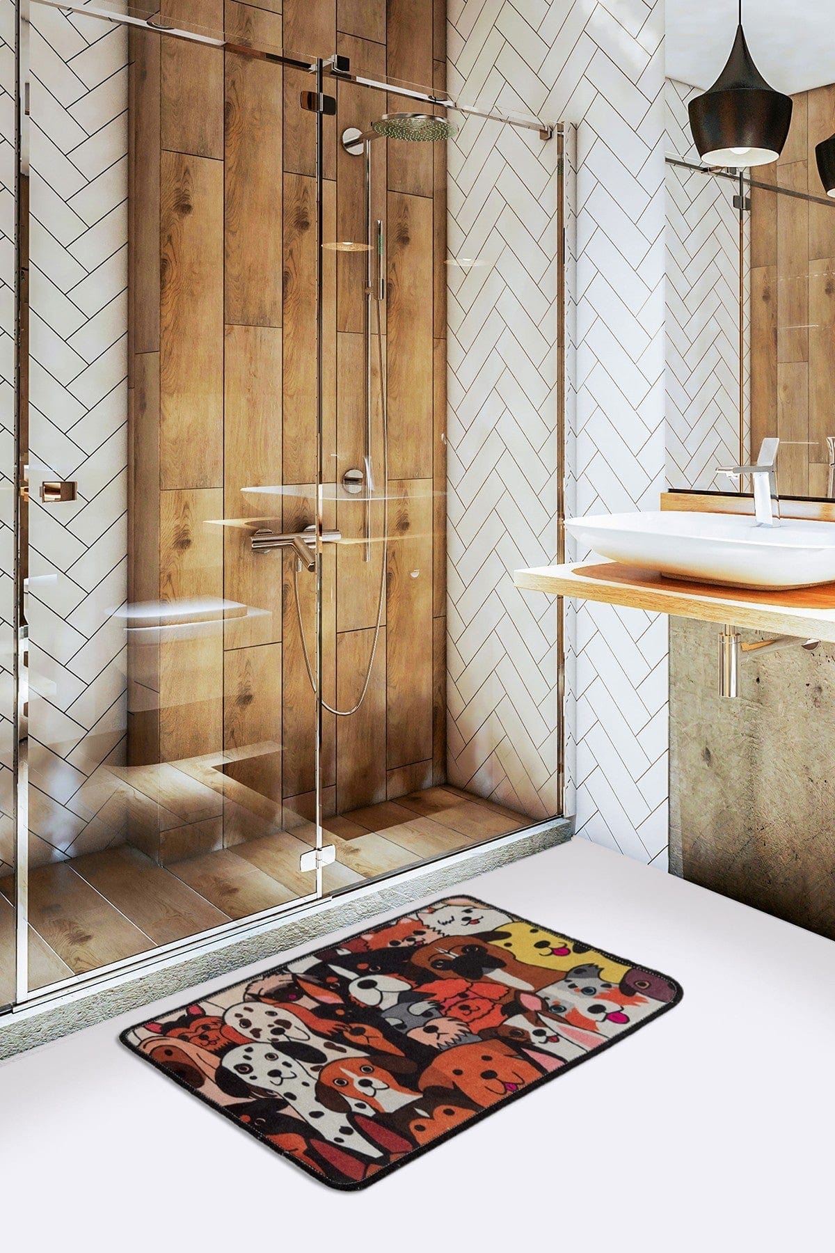 Tappetino per bagno Dogs Multicolore, 40 x 60 cm