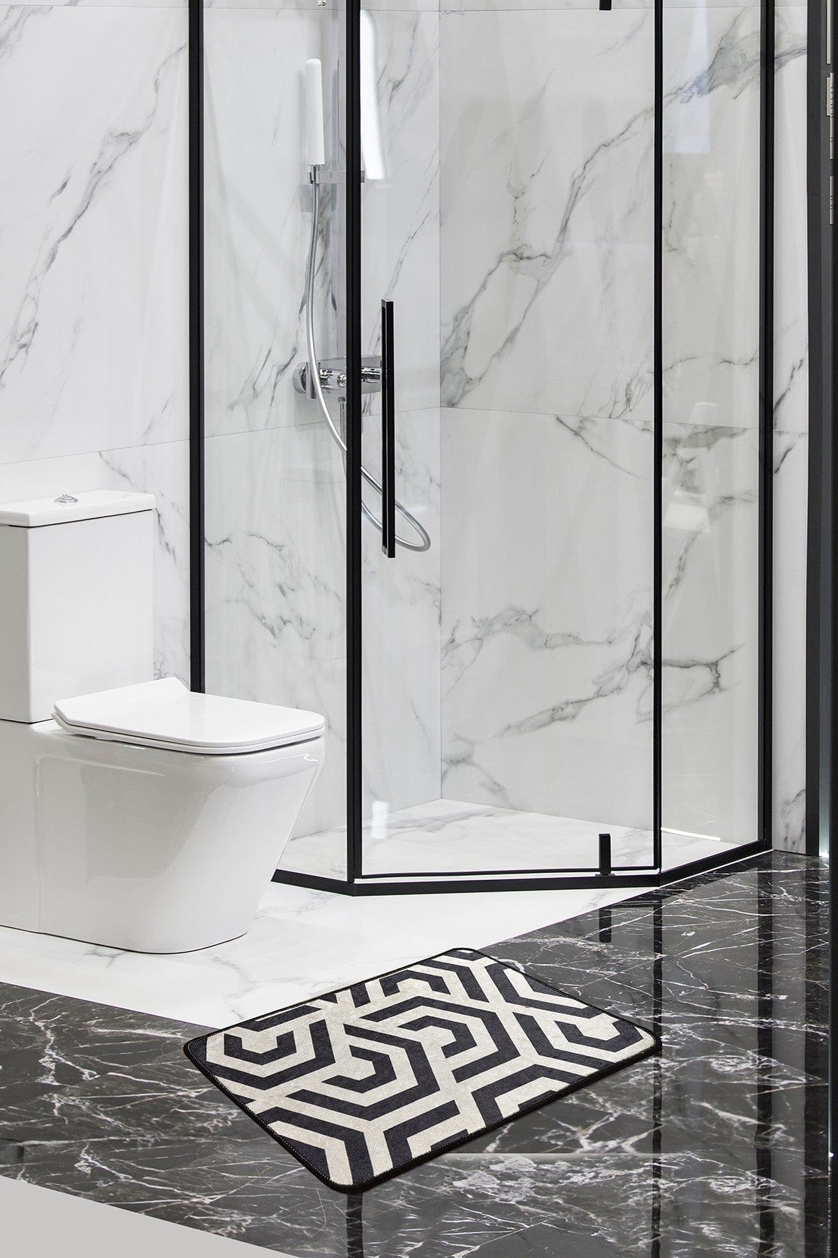 Tappetino per bagno Line Bianco e Nero, 40 x 60 cm