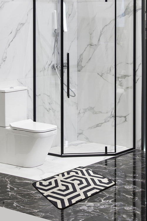 Tappetino per bagno Line Bianco e Nero, 40 x 60 cm