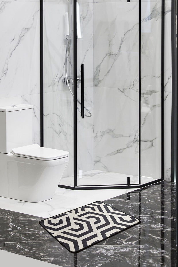 Tappetino per bagno Line Bianco e Nero, 40 x 60 cm