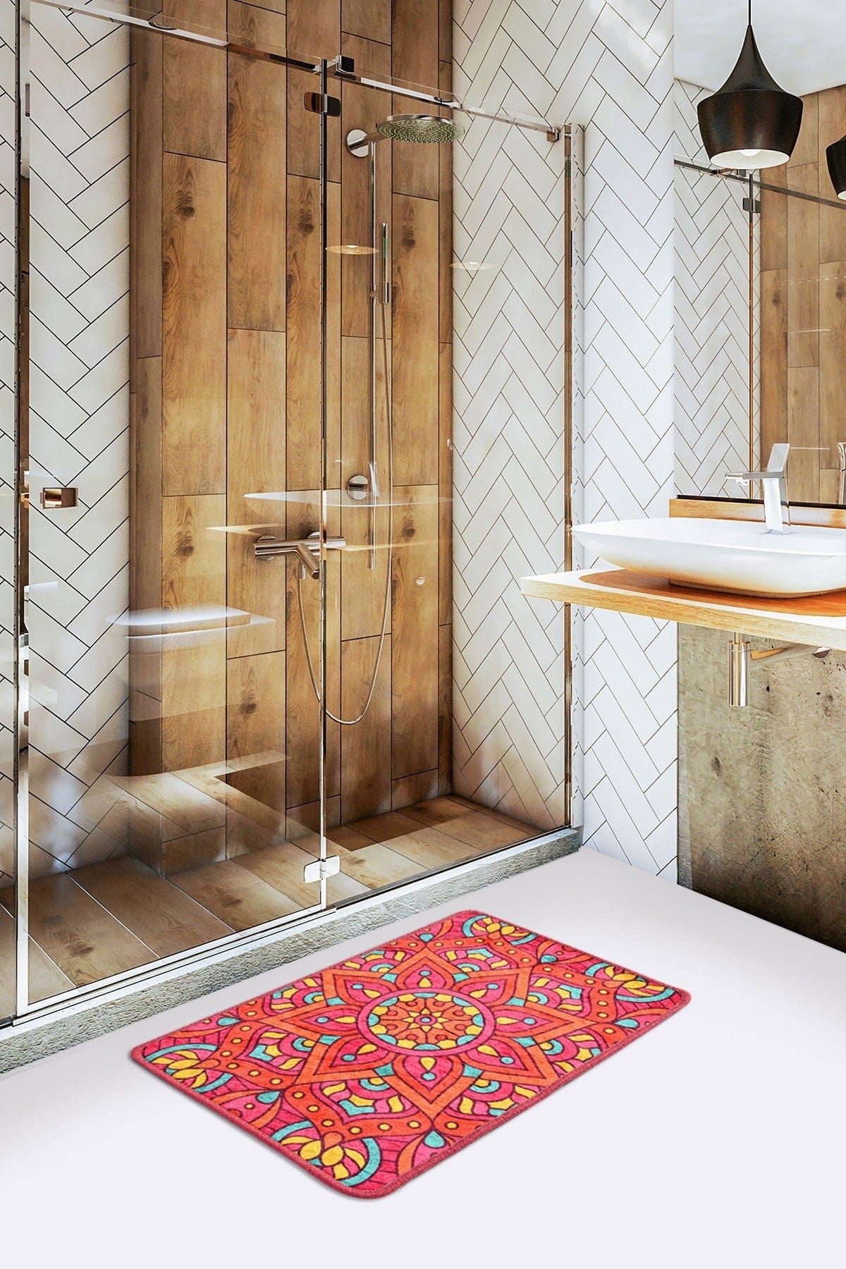 Tappetino per bagno Mandal Multicolore, 40 x 60 cm