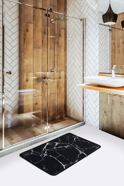 Tappetino per bagno Marble Nero, 40 x 60 cm