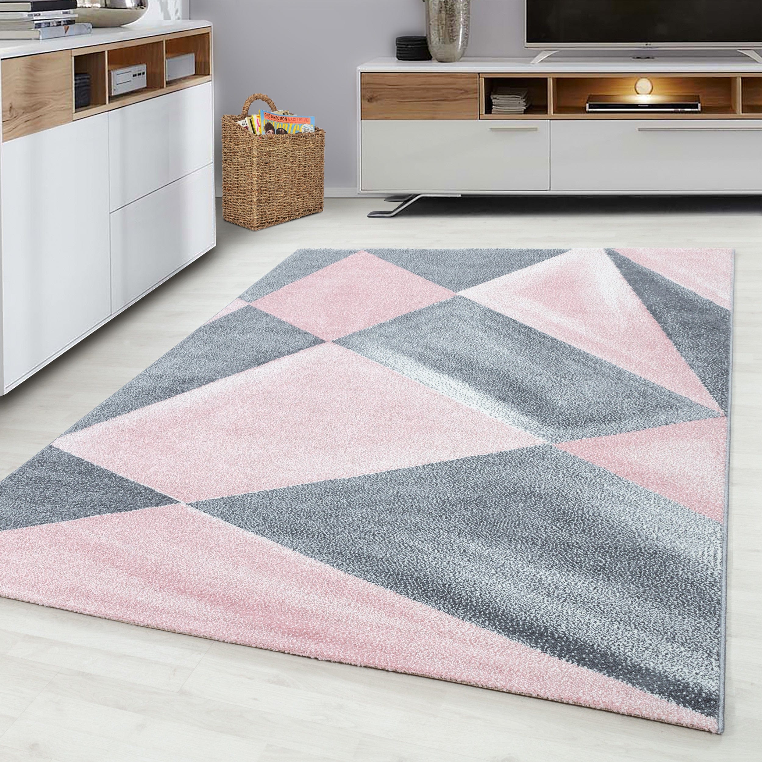 Ayyildiz Teppiche Tappeto Beta 1130 Geometric Rosa