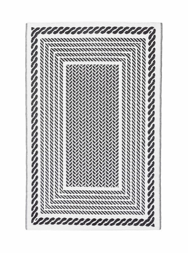 Bizzotto Tappeto da esterno Kashan Rectangle Bianco e Nero