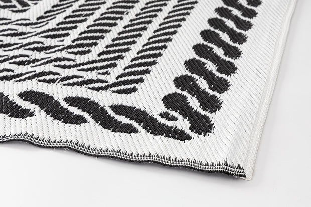 Bizzotto Tappeto da esterno Kashan Rectangle Bianco e Nero