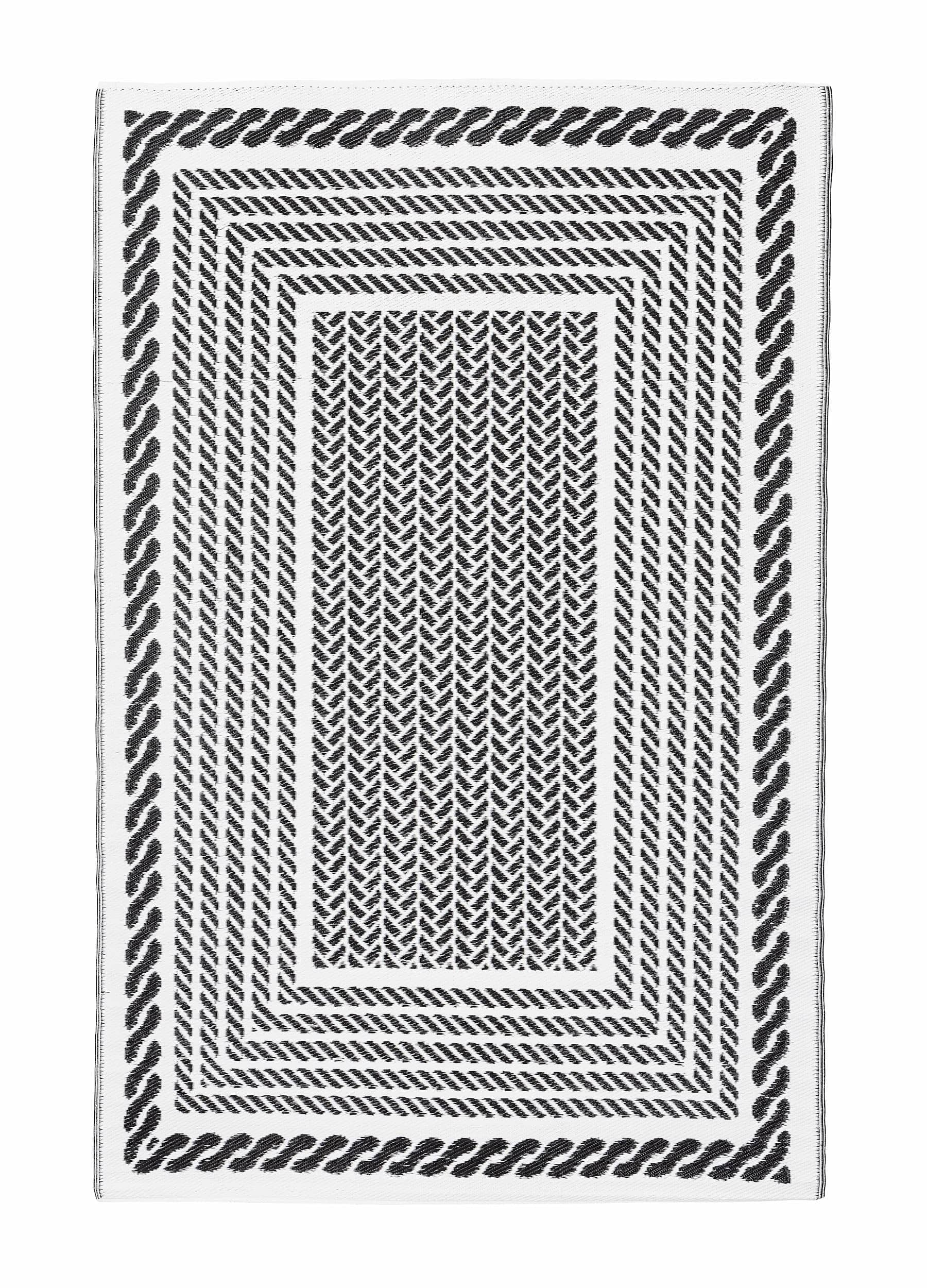 Bizzotto Tappeto da esterno Kashan Rectangle Bianco e Nero