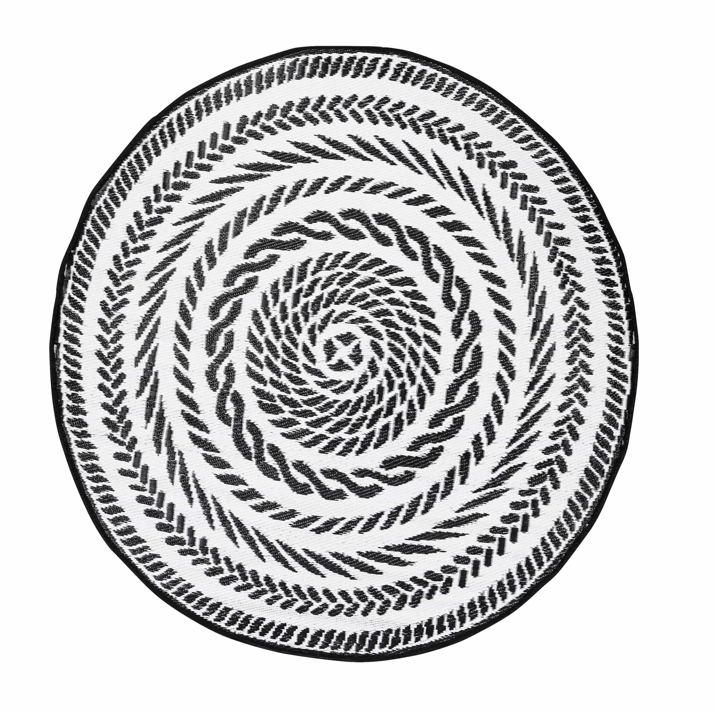 Bizzotto Tappeto da esterno Kashan Round Bianco e Nero