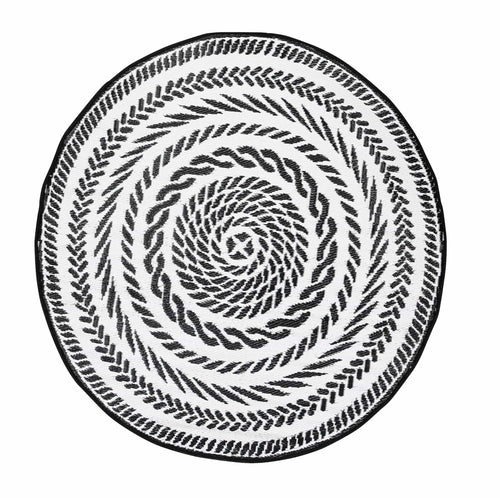 Bizzotto Tappeto da esterno Kashan Round Bianco e Nero