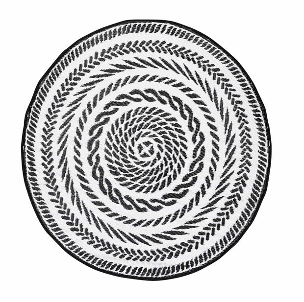 Bizzotto Tappeto da esterno Kashan Round Bianco e Nero