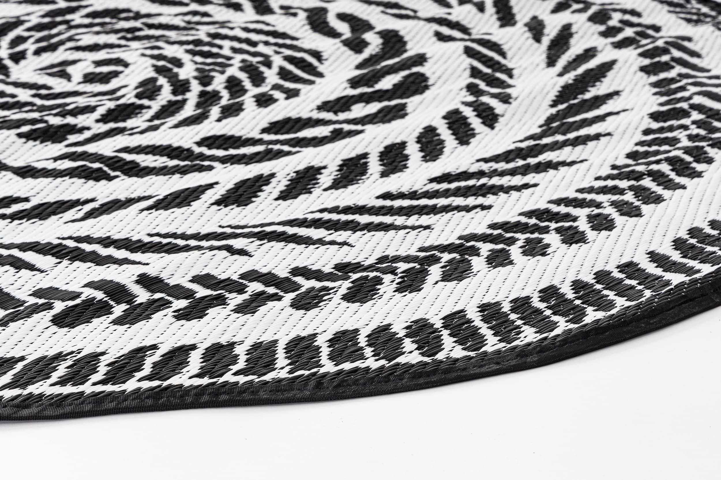 Bizzotto Tappeto da esterno Kashan Round Bianco e Nero