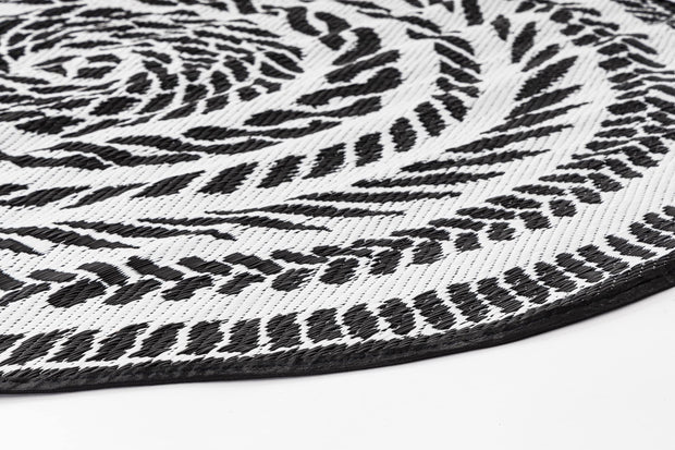Bizzotto Tappeto da esterno Kashan Round Bianco e Nero