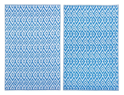 Bizzotto Tappeto da esterno Rhombus Blu, 180 x 120 cm