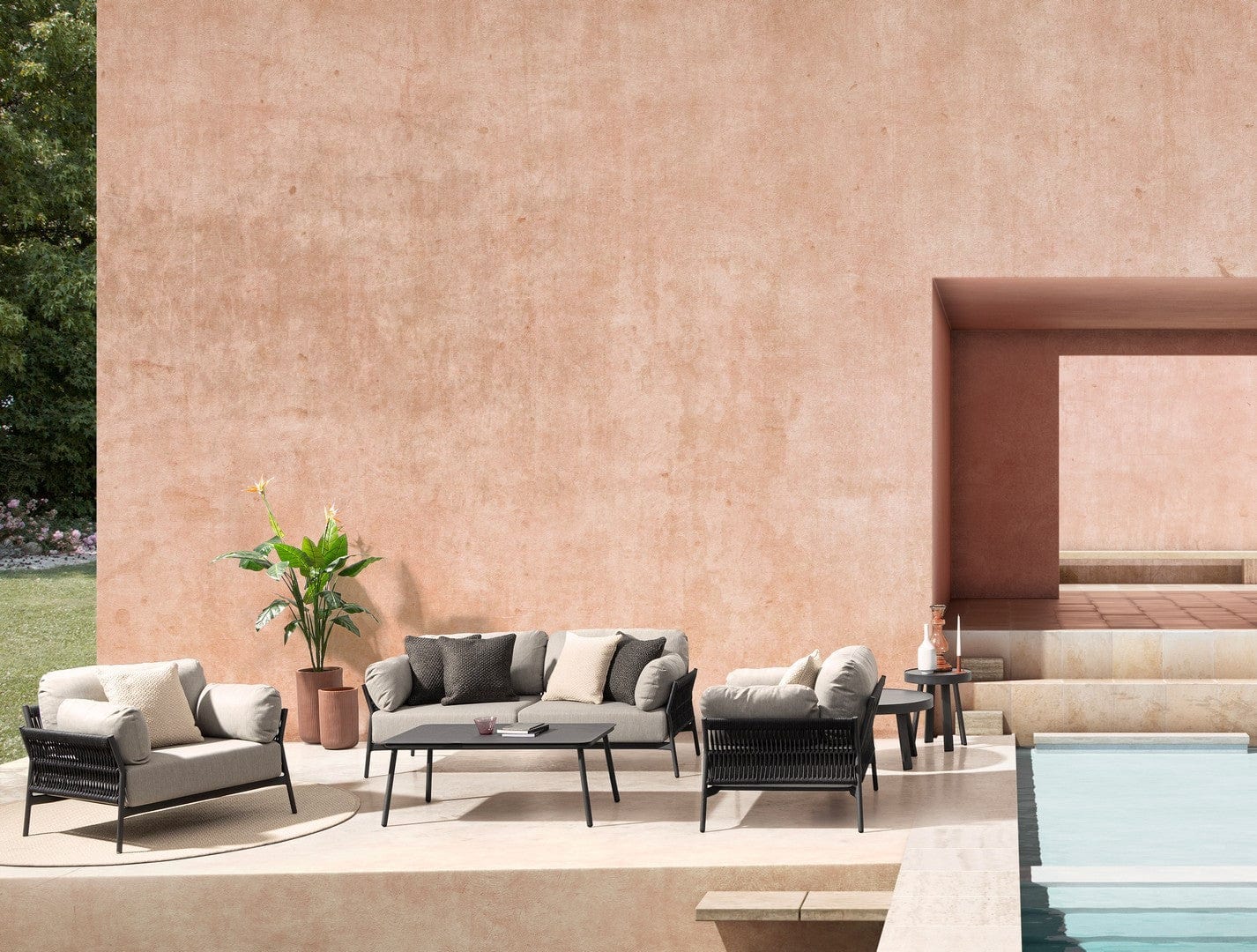 Bizzotto Tappeto da esterno Savan Beige, Ø200 cm