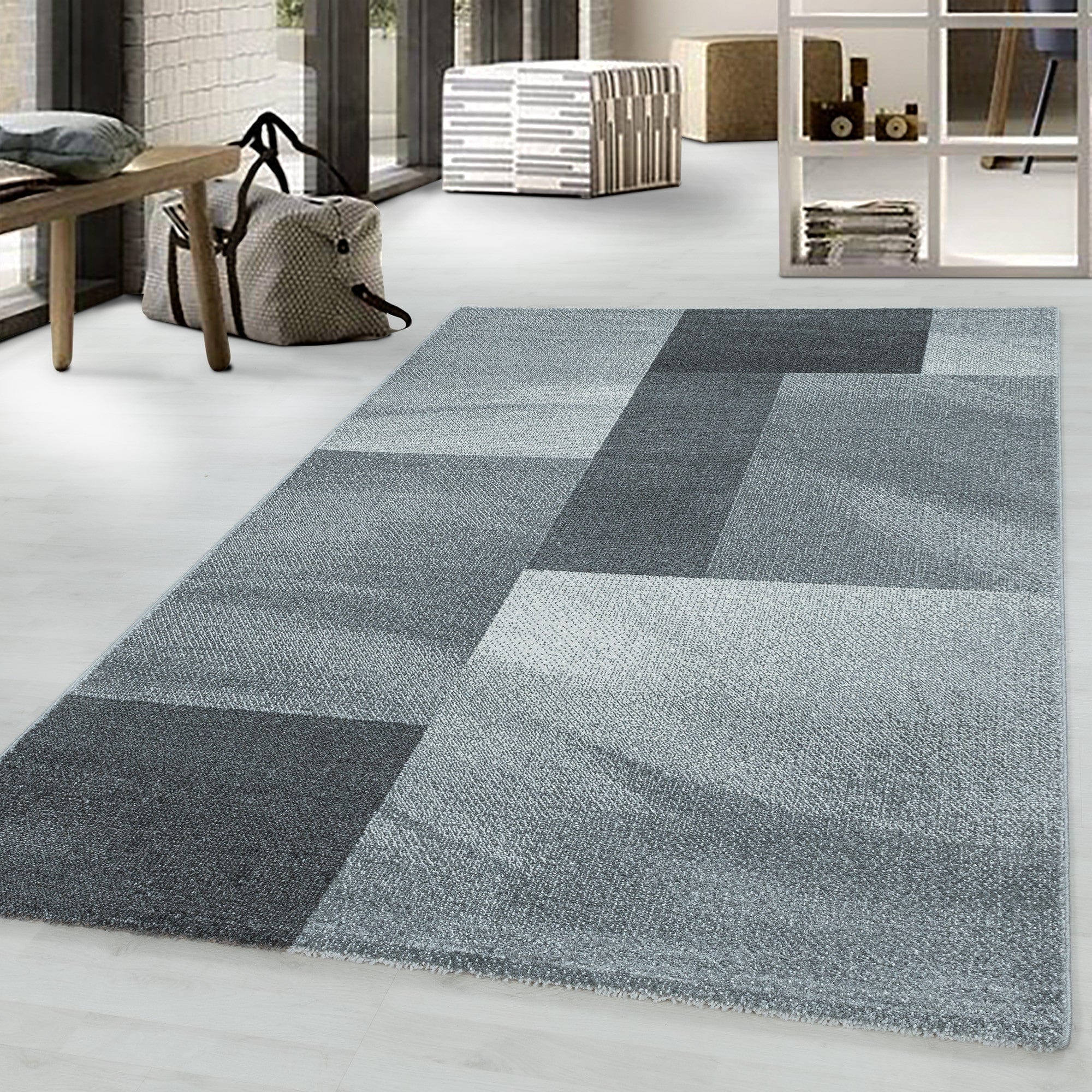 Tappeto Efor 3712 Abstract Checkered Grigio (1)