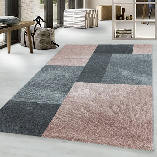 Tappeto Efor 3712 Abstract Checkered Rosa (1)