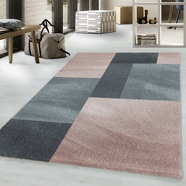 Tappeto Efor 3712 Abstract Checkered Rosa (1)