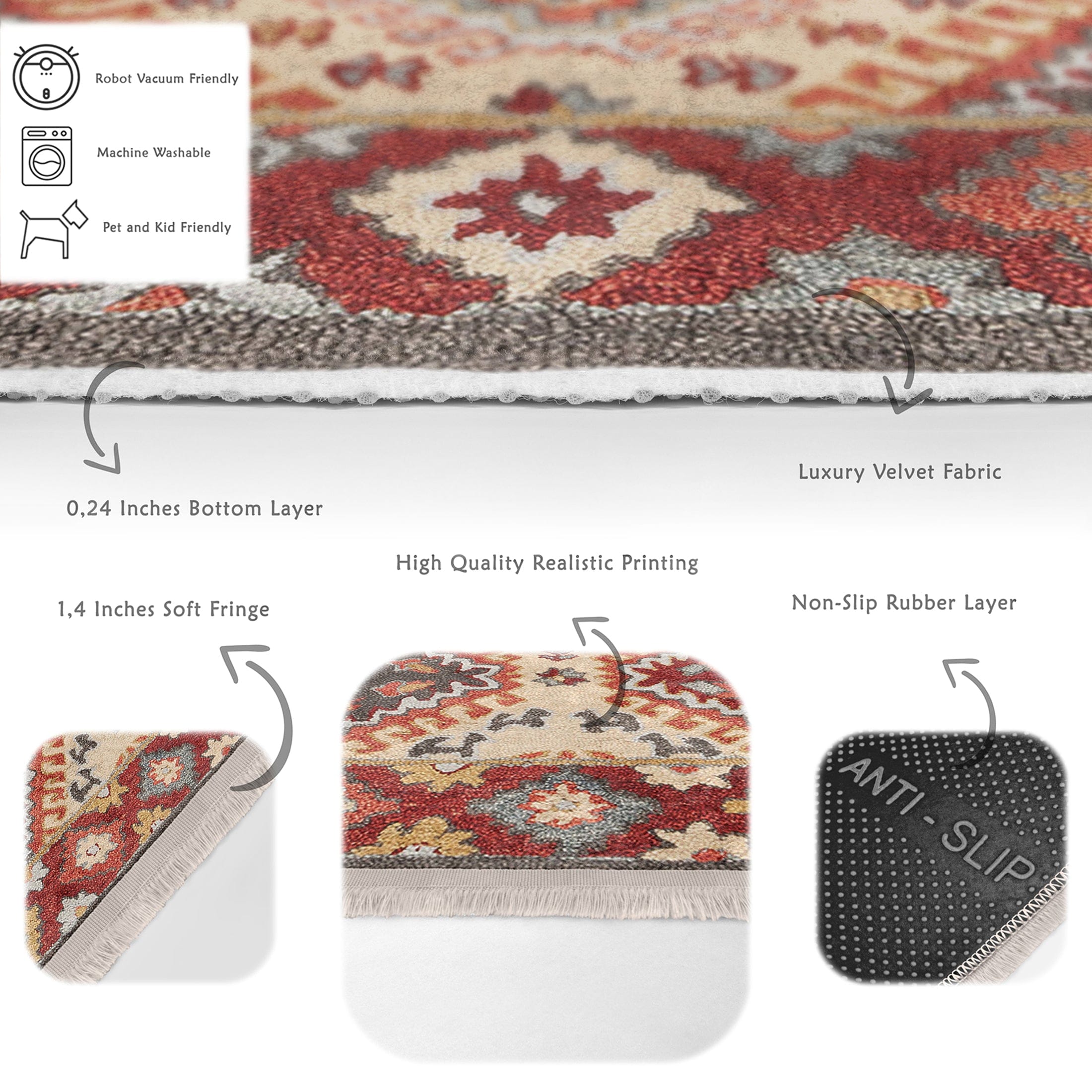 Hillkar Global Tappeto Halidik Deluxe-11162 Multicolore