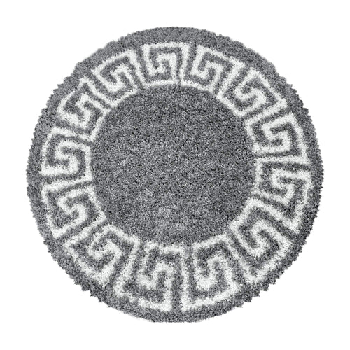 Tappeto Hera 3301 Round Meander Grigio & AYYTPCH-HERA3301GREY-ROUND & AYYTPCH-HERA3301GREY-ROUND