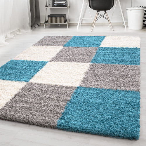 Tappeto Life 1501 Checkered Turchese (1)