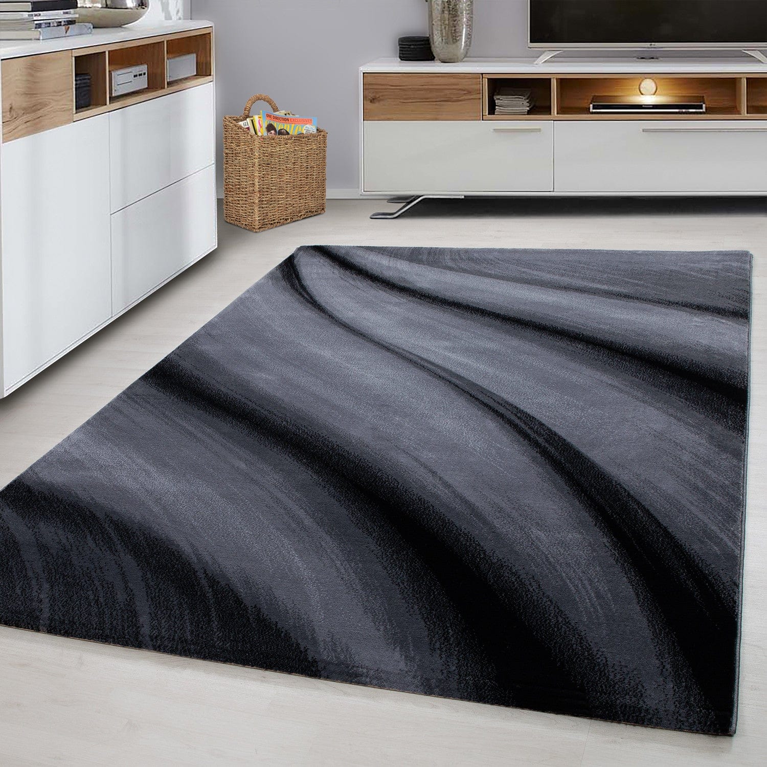 Ayyildiz Teppiche Tappeto Miami 6630 Abstract Waves Nero