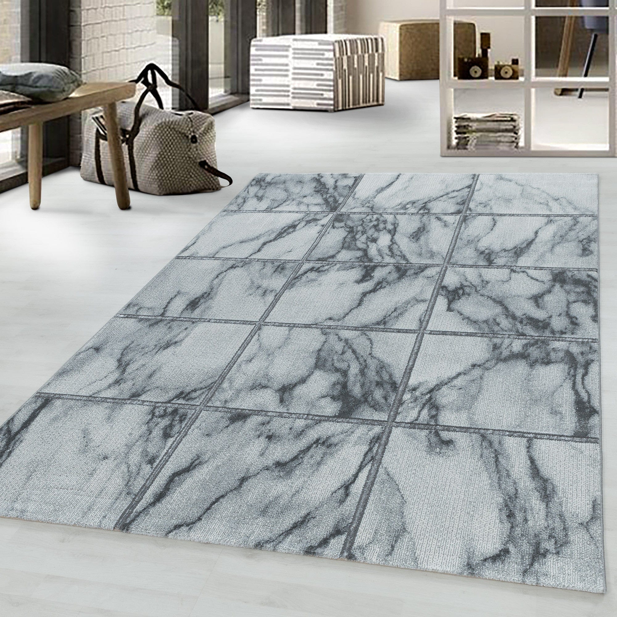 Tappeto Naxos 3816 Marmor Design Argento (1)