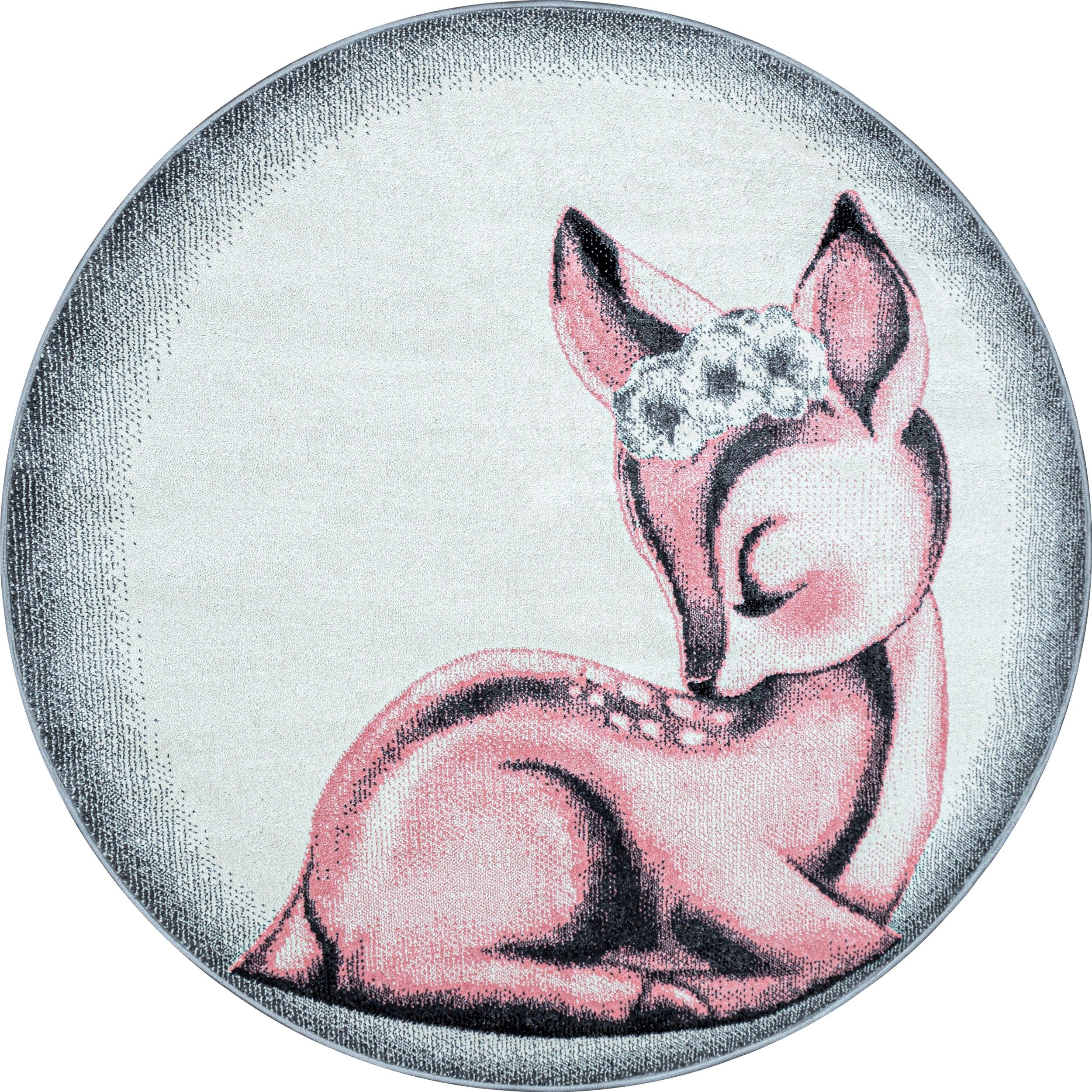 Tappeto per bambini Bambi 050 Round Deer Rosa & AYYTPCH-BAMBI0850PINK-ROUND